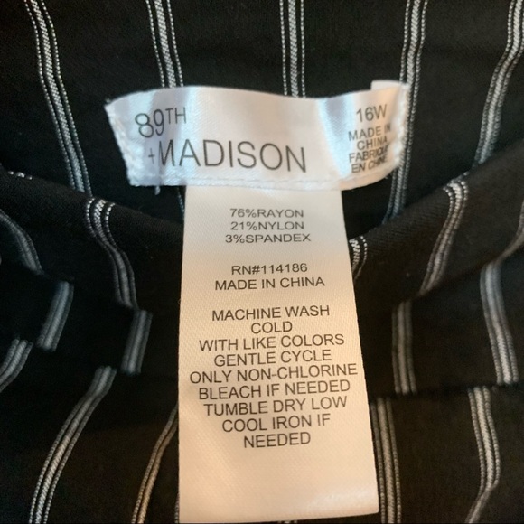 Womens Plus Size 89th + Madison Black & White Stripe Capris Pants 16w - Picture 10 of 11